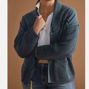 navy pilcro acid wash cardigan